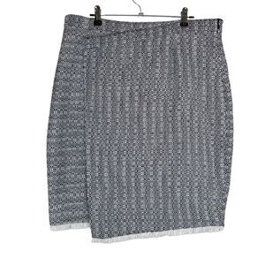 Brooks Brothers Womens Faux Wrap Pencil Skirt Size 12 Modern Tweed Frayed Hem